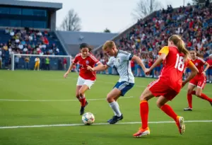 Indiana men's soccer team celebrating after a goal during a match