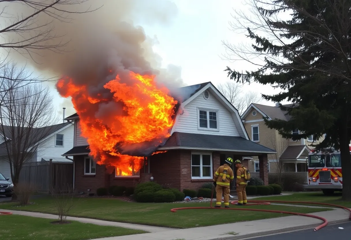 Firefighters battling a house fire in Jessamine County