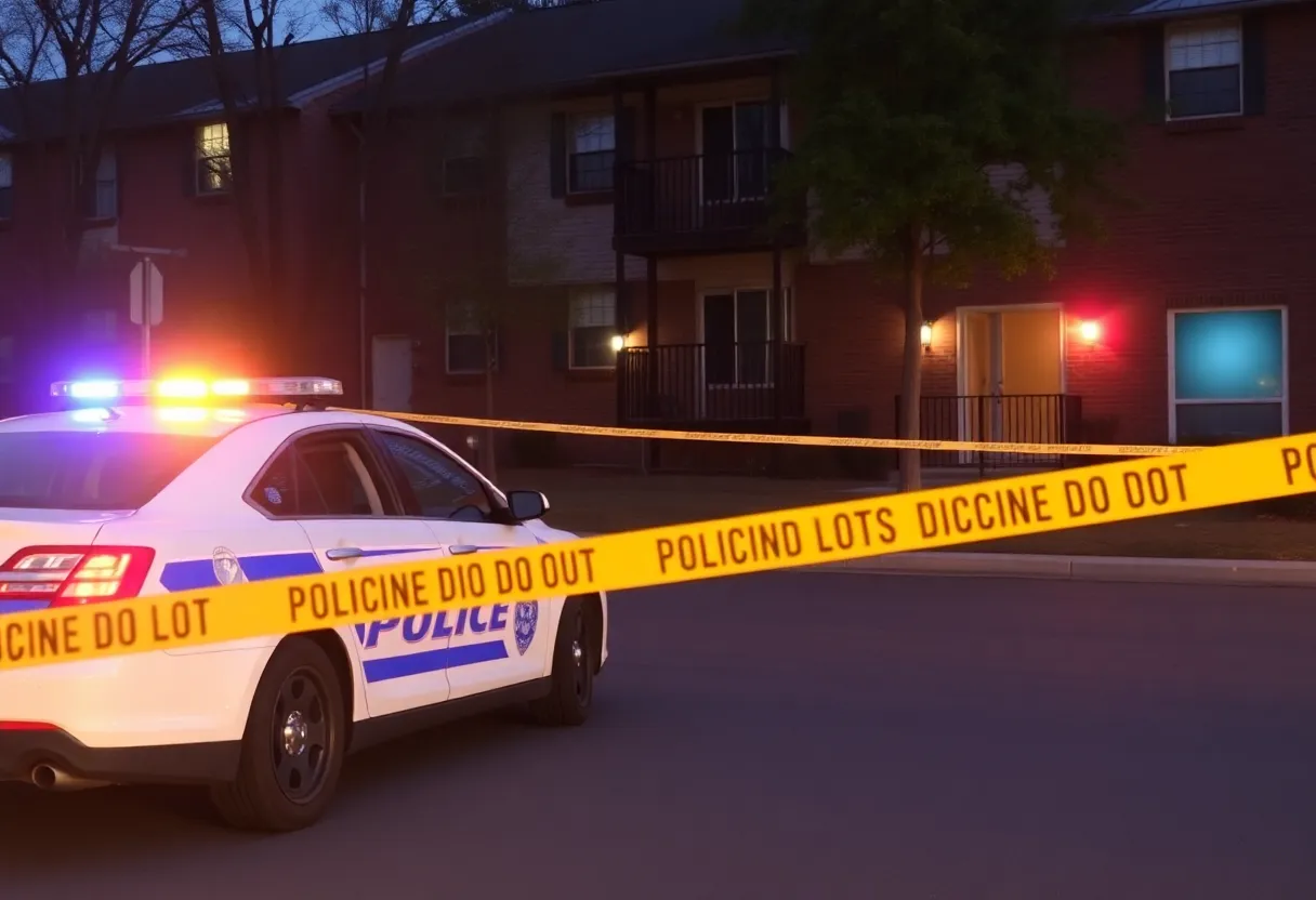 Police investigation scene at Kearney Ridge Apartments