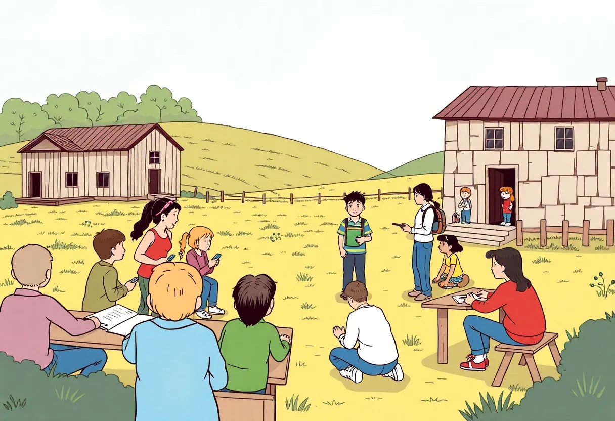 Students engaging in educational activities in a rural Kentucky school