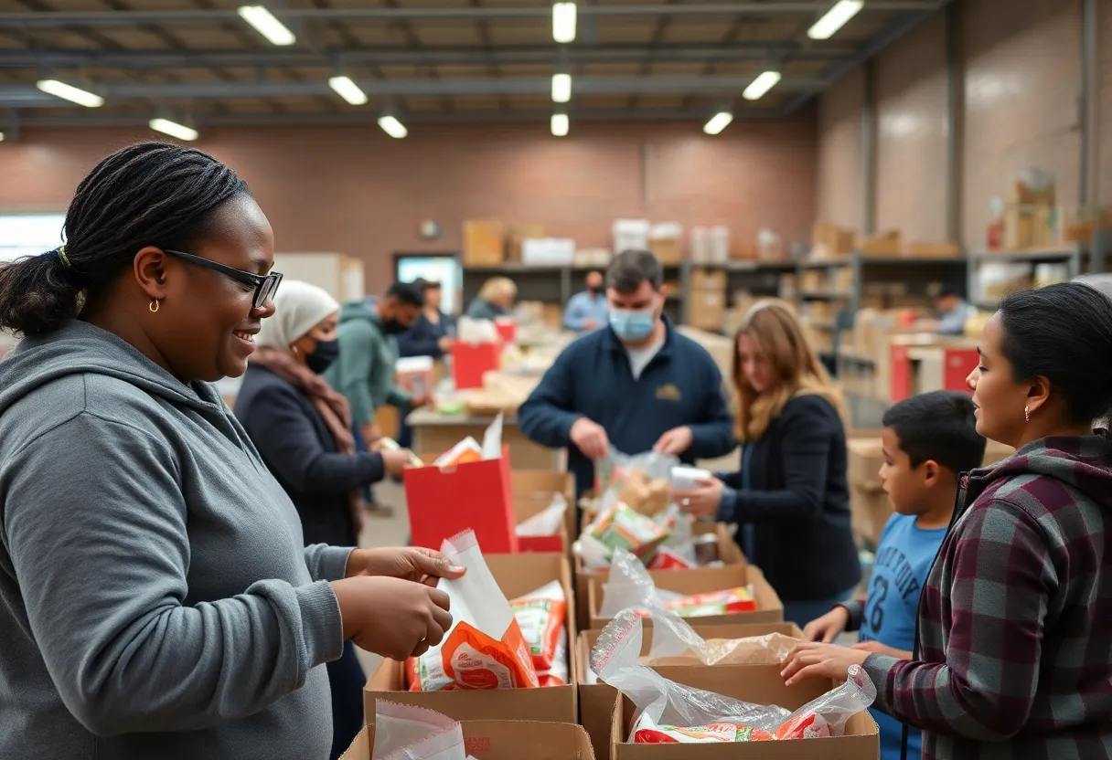 Volunteers distributing food at a Kentucky food bank during SNAP disruptions