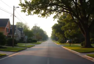 A Kentucky neighborhood undergoing mosquito spraying for West Nile virus control.