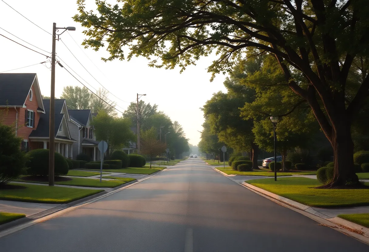 A Kentucky neighborhood undergoing mosquito spraying for West Nile virus control.