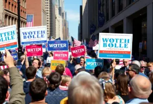 Political campaign rally with signs in Kentucky
