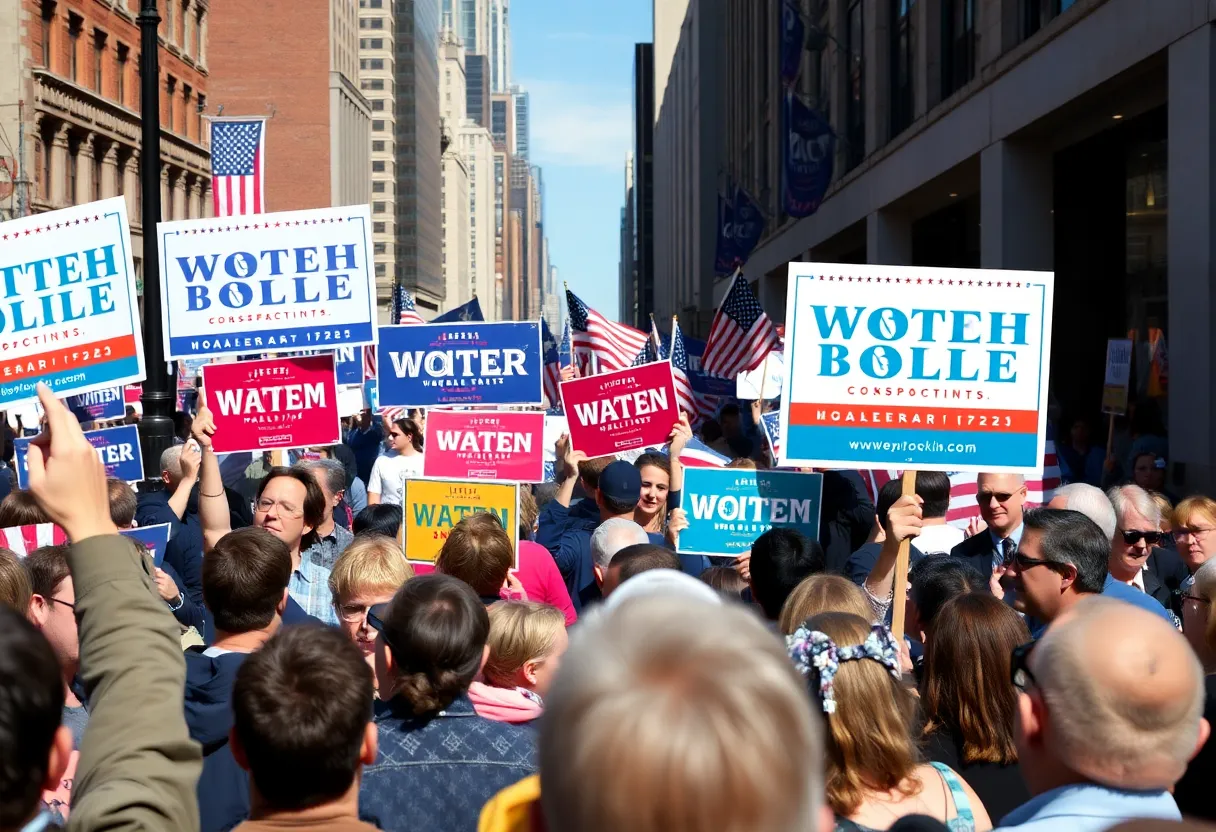 Political campaign rally with signs in Kentucky