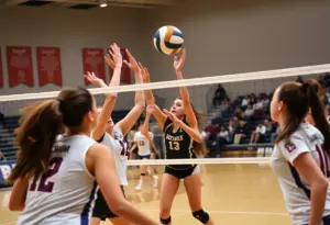 Kentucky volleyball team celebrating their victory