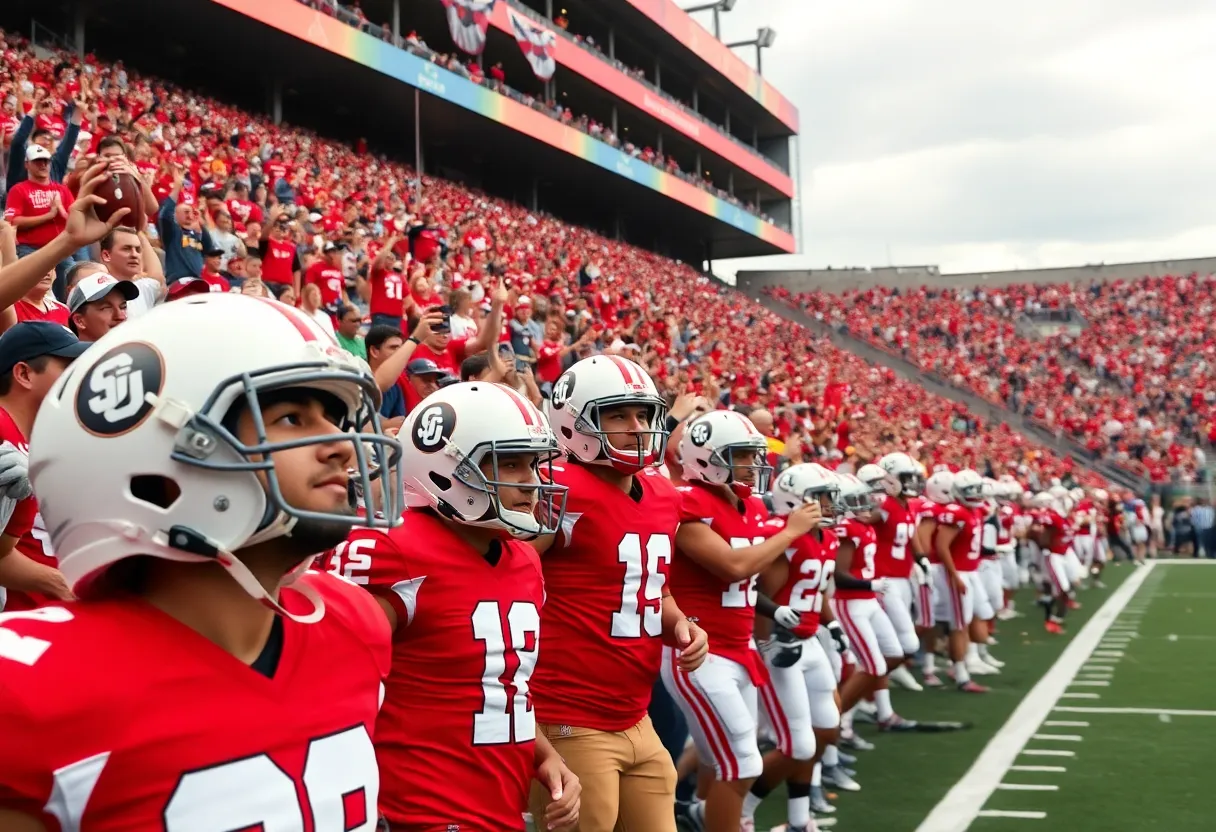 Exciting college football game at Sanford Stadium
