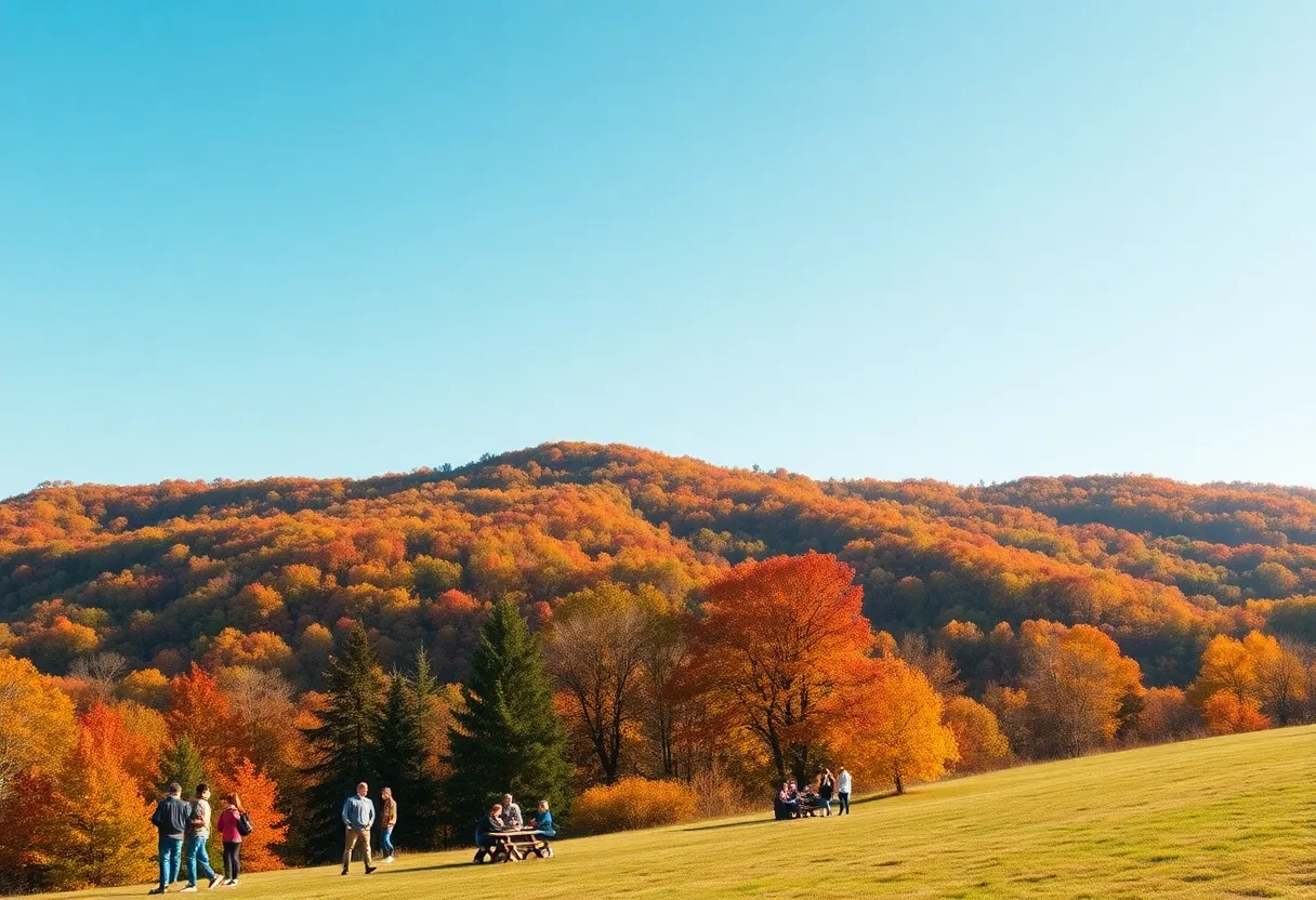 Clear skies and vibrant fall colors in Kentucky during October