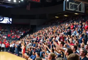 Kentucky Wildcats basketball fans cheering in an arena