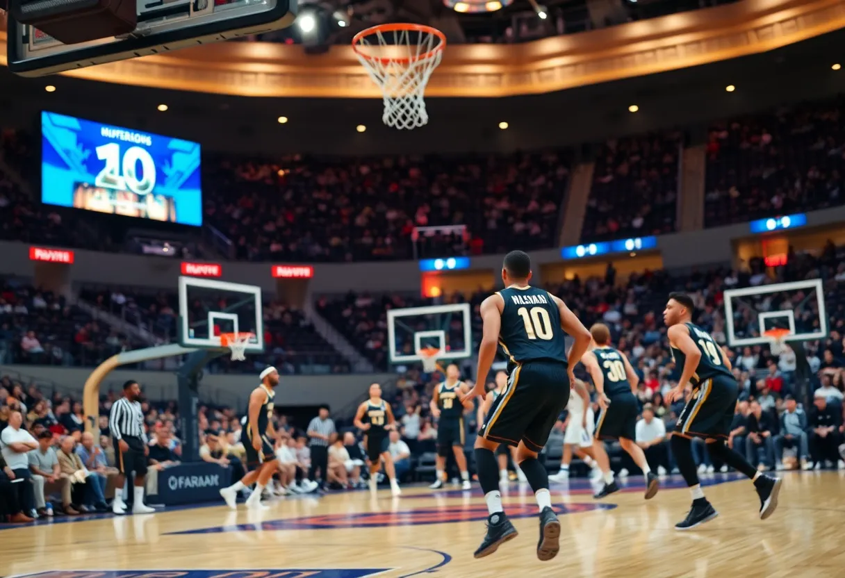 Kentucky Wildcats playing against Georgetown Hoyas in an exhibition match.