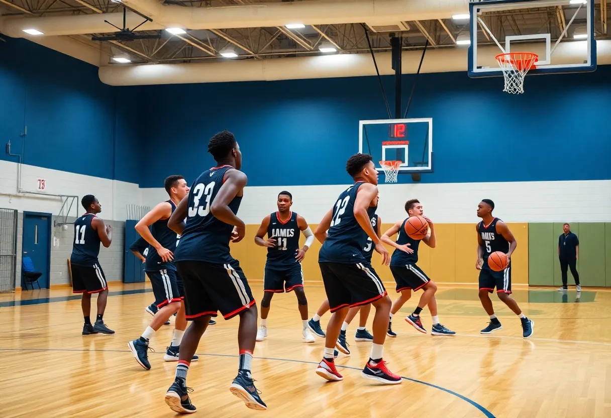 Kentucky Wildcats players practicing on the court