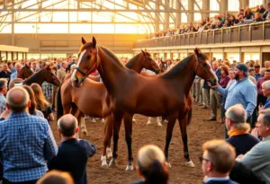 Thoroughbred yearlings presented at the Kentucky Yearlings Sale auction