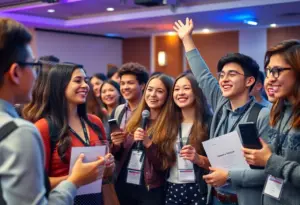 Students celebrating at the Kentucky Kernel award ceremony