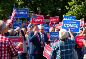 Political campaign scene for the Kentucky Senate race