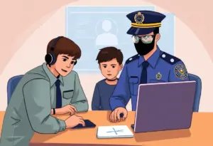 Law enforcement team working on a digital investigation to combat child exploitation.