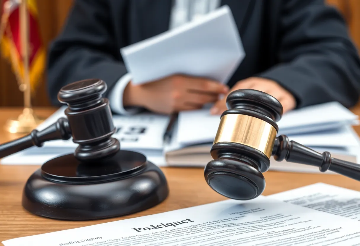 Courtroom scene representing the legal issues surrounding Lexington Blue Roofing.