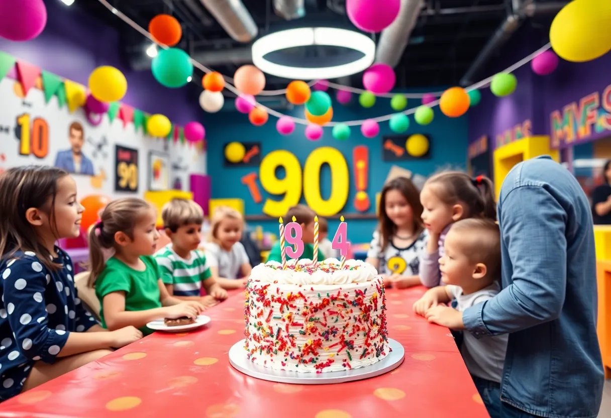 Families celebrating at the Lexington Children’s Museum's 35th anniversary.