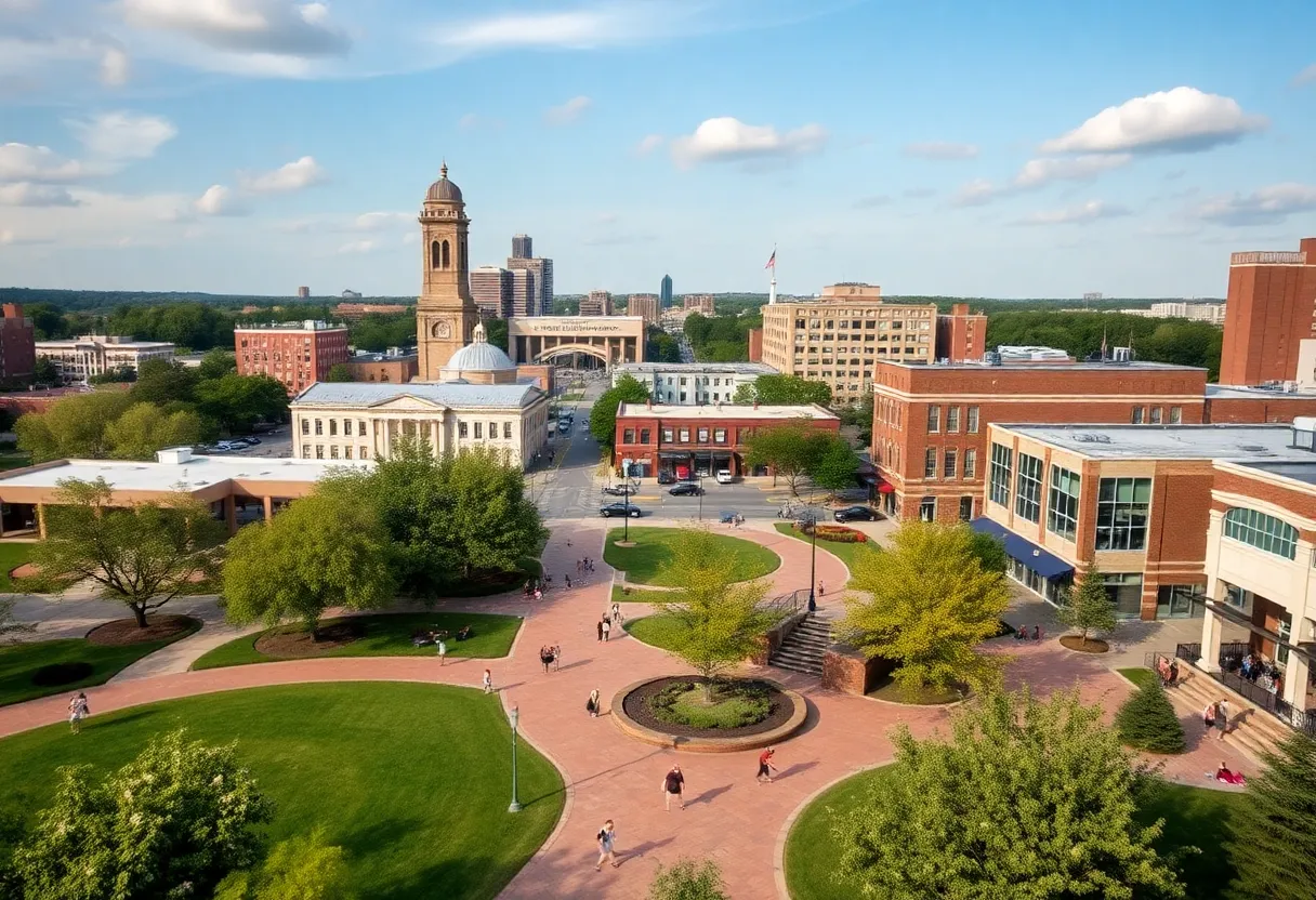 Vibrant view of Lexington showcasing parks and businesses