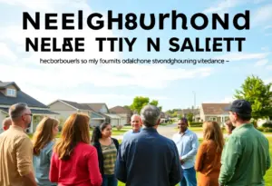 Residents discussing safety measures in Lexington community.