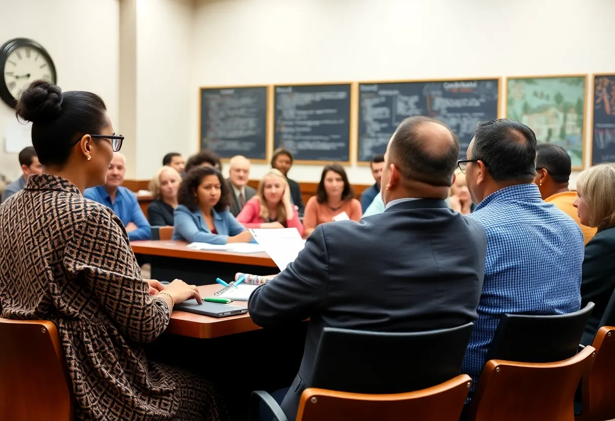 Community members attending a council meeting about sober living home regulations