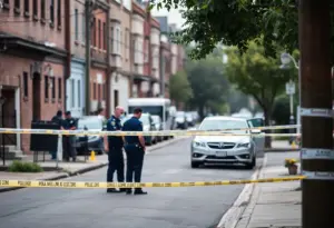 Police officers investigating a crime scene in Lexington