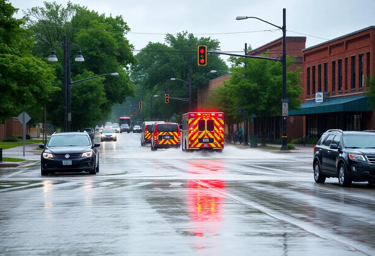 Street in Lexington, Kentucky, flooded due to heavy rainfall