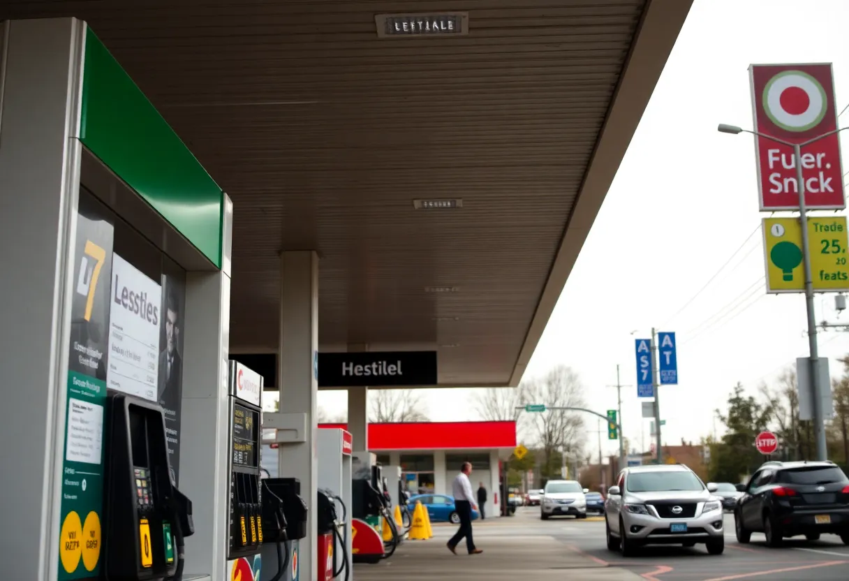 Gas prices at a station in Lexington, KY