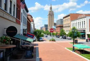 Scenic view of Lexington KY highlighting restaurants and horse culture