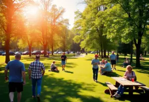 People enjoying warm weather in Lexington KY parks