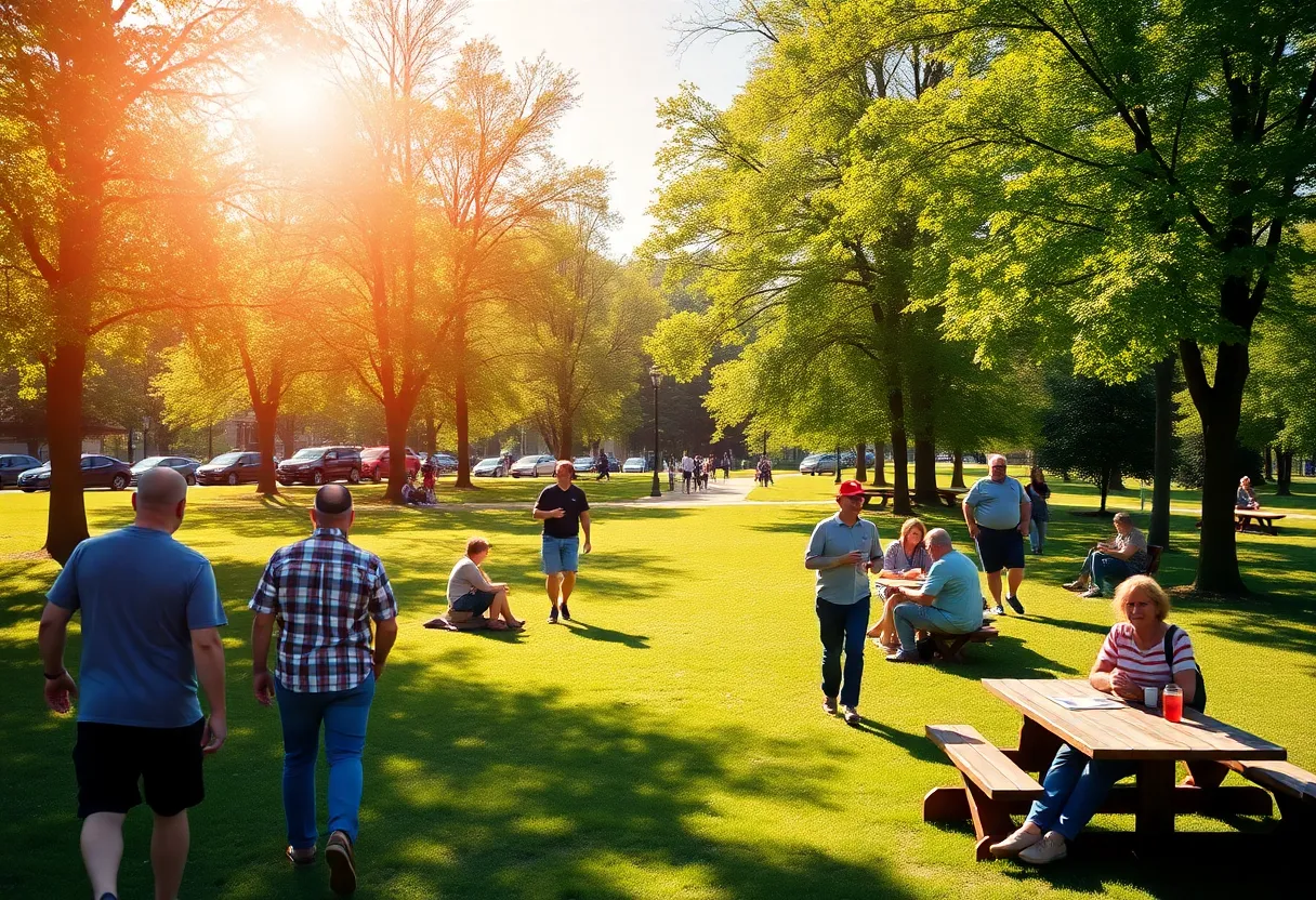 People enjoying warm weather in Lexington KY parks