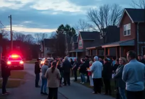 Police presence in a Lexington neighborhood following a shooting incident.