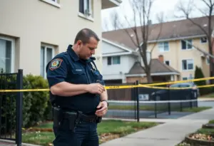 Lexington police investigating a burglary scene at an apartment complex