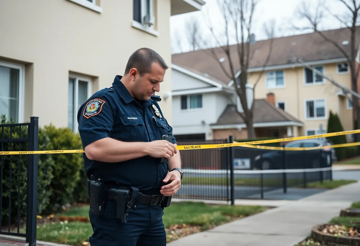 Lexington police investigating a burglary scene at an apartment complex