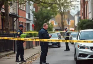 Police investigating a shooting scene in Lexington
