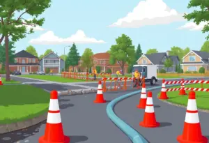 Construction workers installing sewer lines in Lexington