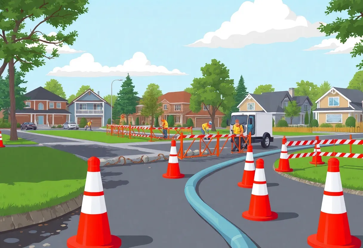 Construction workers installing sewer lines in Lexington