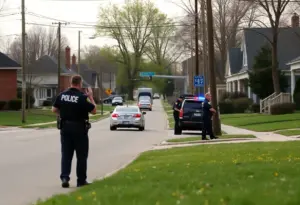 Police investigation scene in Lexington after shooting