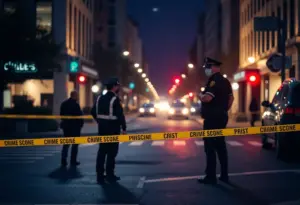 Police officers investigating a shooting scene in Lexington