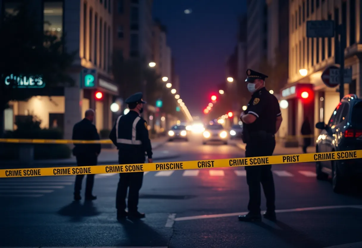 Police officers investigating a shooting scene in Lexington