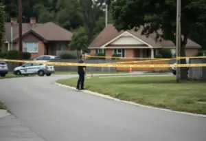 Police at a shooting scene in Lexington