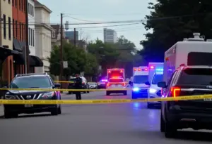 Police investigating a shooting scene on Elm Street in Lexington