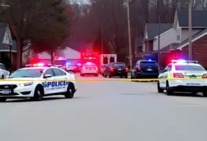 Police cars at the scene of a shooting in Lexington, KY