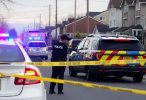 Crime scene in Lexington with police cars and tape