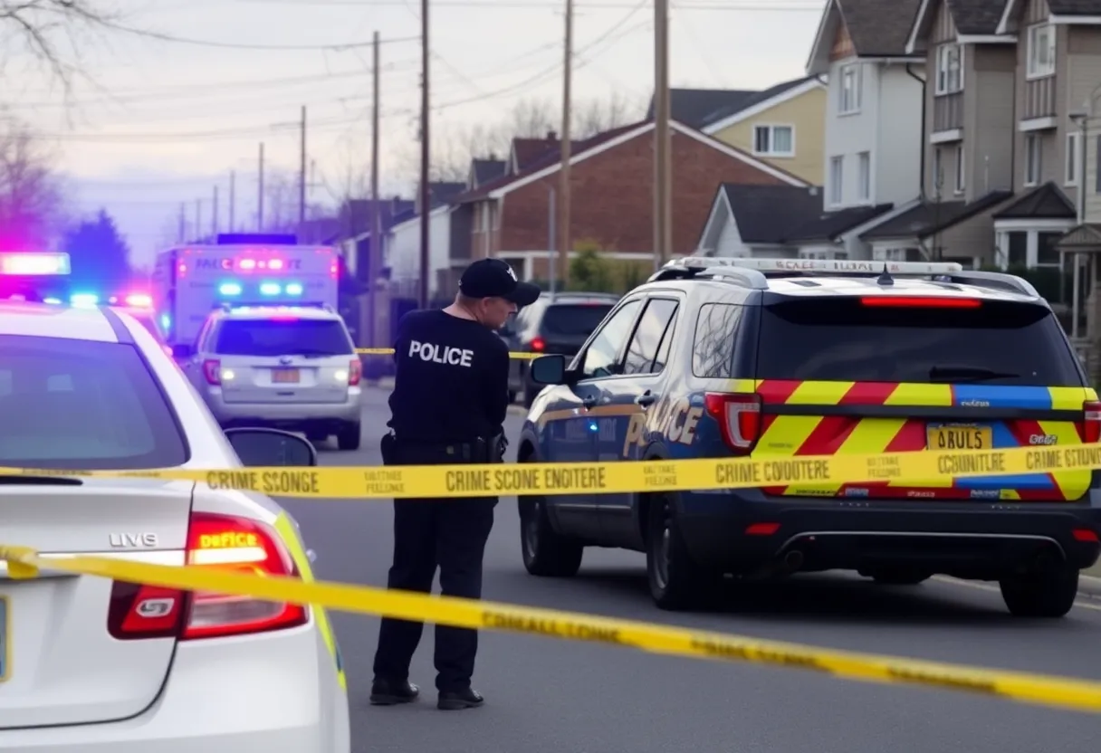 Crime scene in Lexington with police cars and tape