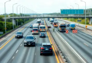 Emergency responders managing a traffic incident on I-75 in Lexington