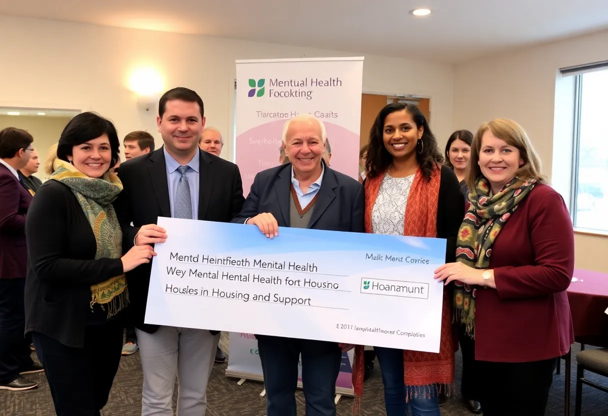 Donation ceremony for mental health initiatives at Lexington Habitat for Humanity.