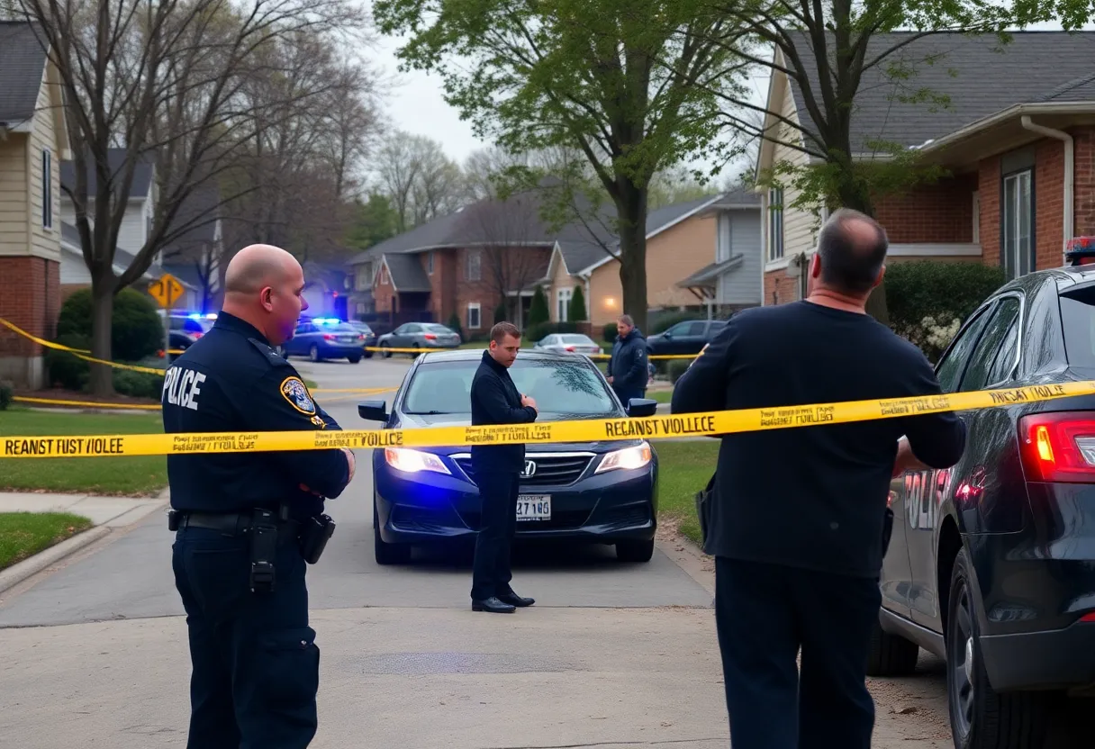 Police investigating a shooting scene in Lexington, KY