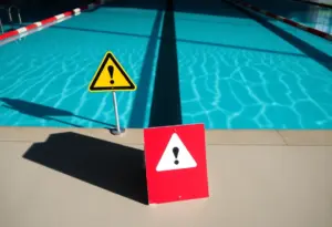 Symbolic representation of misconduct in sports with shadows in a swimming pool