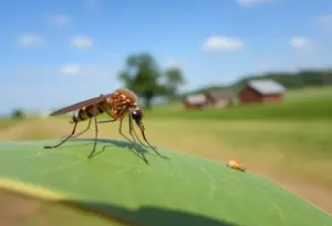 A close-up of a mosquito on a leaf in Kentucky
