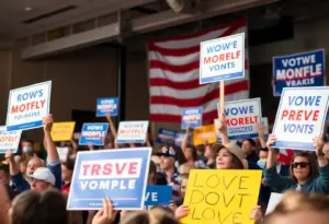 Supporters at a political campaign rally